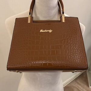 Brown Crocodile Pattern Handbag